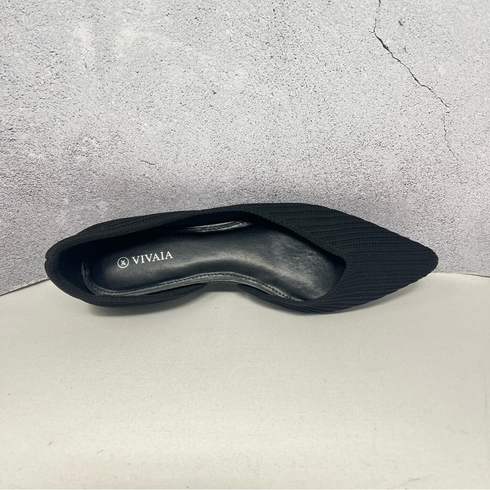 Vivaia Black Melia Pointed-Toe Striped Flat.  Size 38/US 7-7.5. - Picture 10 of 15